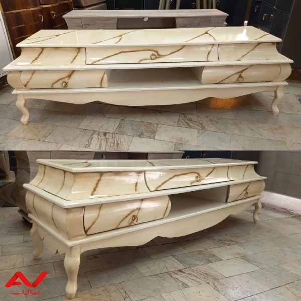 جدیدترین مدل میز تلویزیون Rare marble مناسب جهیزیه با امکان ارسال فوری و سریع به سراسر کشور